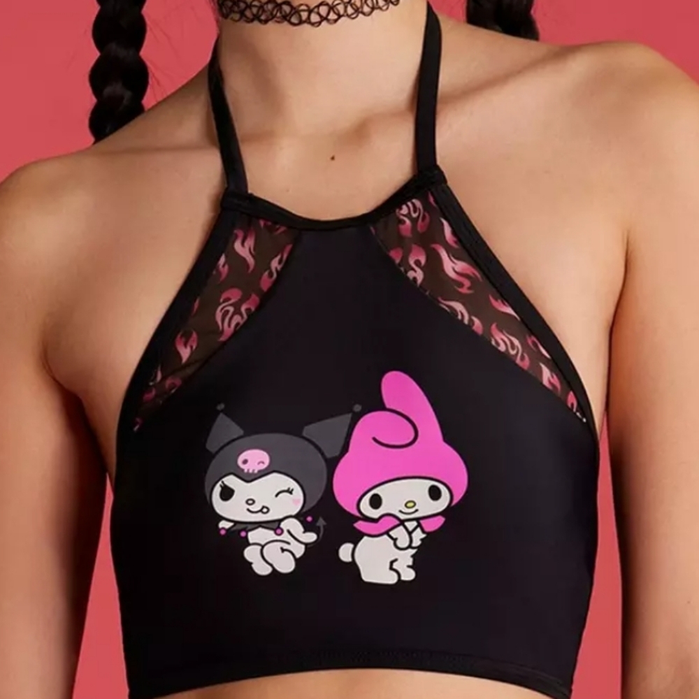 My Melody & Kuromi Flame Halter Swim Top